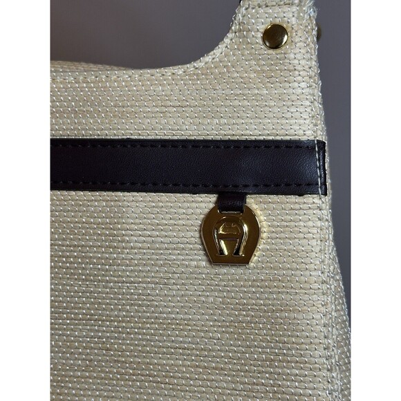 Vintage Etienne Aigner Handbag Paper Straw Handmade Trim Small Boho - Picture 15 of 16
